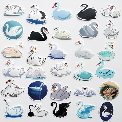 50 Calcomanías De Cisne Negro, Lindas Calcomanías De Cisne S