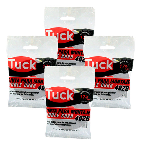 Kit 12 Cinta Doble Cara 4028 Tuk 19mmx5m 422801 Color Blanco