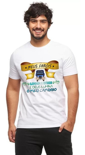 Imagem 1 de 6 de Camiseta Para Caminhoneiro - Meus Faróis Iluminam A Estrada