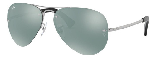 Óculos de sol Ray-Ban RB3449 Standard armação de metal cor polished silver, lente silver espelhada, haste polished silver de metal