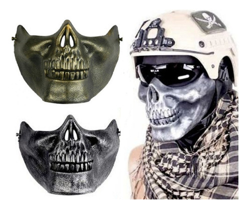 Máscara Caveira Skull Meia Face Festas Airsoft Paintball