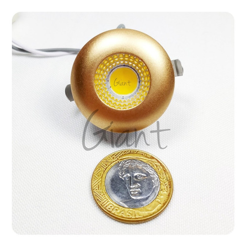 Mini Spot Led Dourado 3w 127/220V P/ Marcenaria Teto Gesso Nicho Estrutura Redonda Com Luz Branca 127/220V