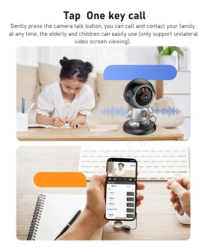 Cámara Robot Wifi 1080p Detección De Movimiento 2 Vías Conve