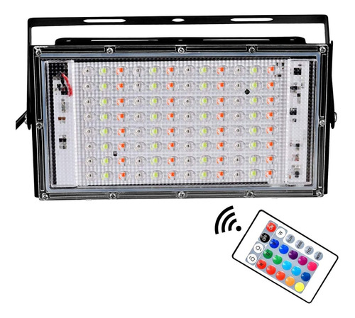 Reflector Foco Led Rgb 100w C/ Control Con Interruptor