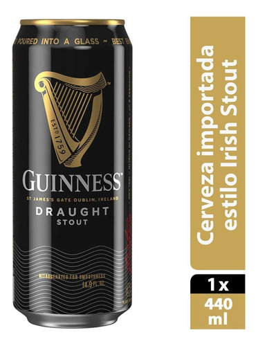 Cerveza Guinness Oscura 1 Pieza Lata 440ml