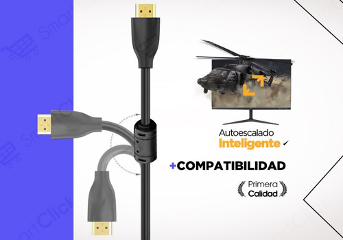 Imagen 6 de 10 de Cable Hdmi 10 Metros Full Hd 4k Doble Filtro V1.4 Dorado Led