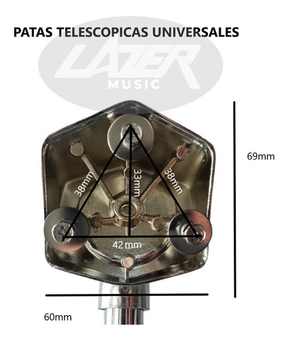 Imagen 8 de 8 de Pata Telescopica Bombo Lazer Dbl 02 X Par Cuotas