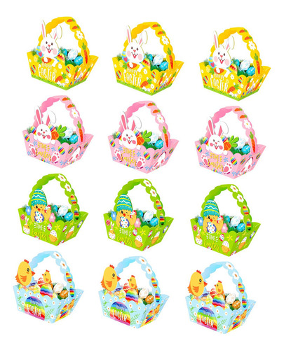 12x Cestas De Pascua Para Niños, Cesta De Huevos De Pascua