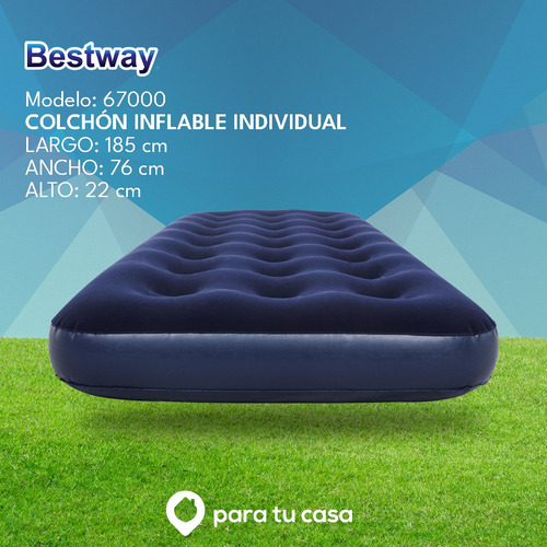 Imagen 3 de 7 de Colchón Colchoneta Camping Inflable 1 Plaza Bestway Ct