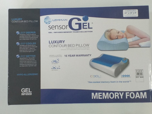 Almohada Memory Foam Sensor Gel Mantiene Fresco 