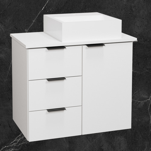 Gabinete Mdf Armário De Banheiro 60cm Com Tampo/cuba Esquerd