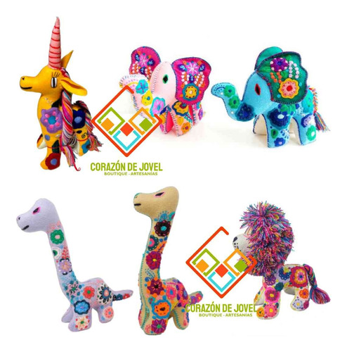 6 Animales Leones, Unicornios,venados-bordados Artesanales