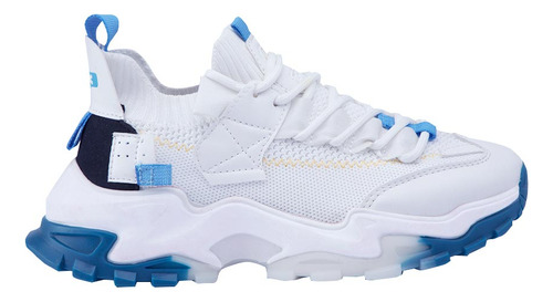 Tenis Urbano Chunky Hummer 4801 Blanco Con Azul Para Mujer