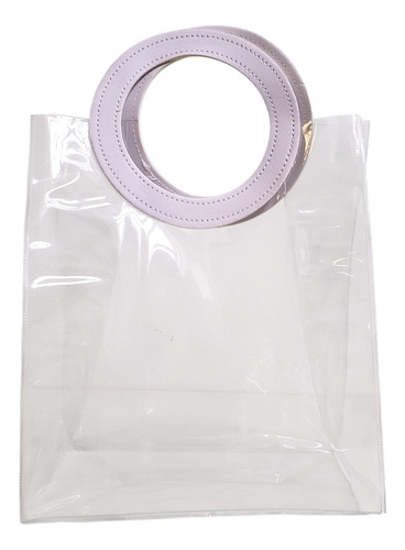 Sacola Transparente Grande Com Alça Bolsa Presente Pvc 26cm Cor Branco