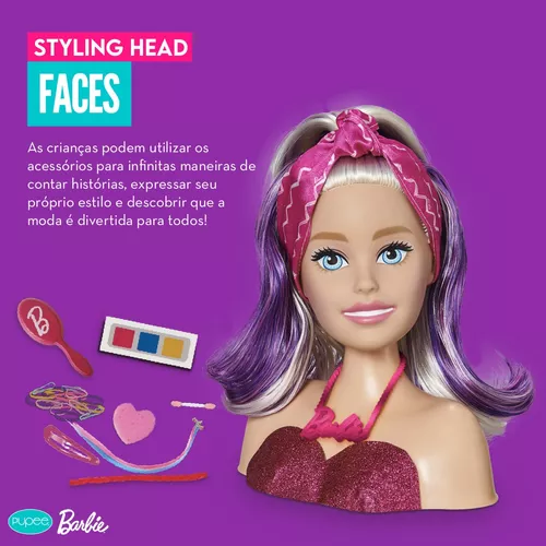 Boneca Barbie Busto Maquiagem Styling Head Faces Acessorios - Rosa