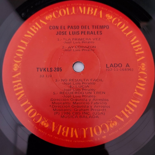 Jose Luis Perales - Con El Paso Del Tiempo Lp
