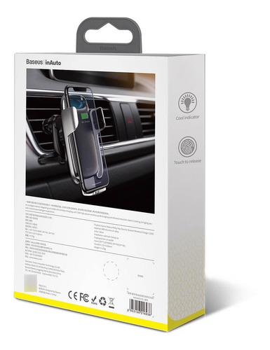 Imagen 6 de 10 de Soporte Carga Inalámbrica Rápida Auto Samsung Xiaomi iPhone