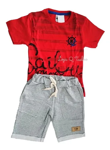 Kit 3 Conjunto Menino Bermuda Moletom Roupa Infantil Atacado