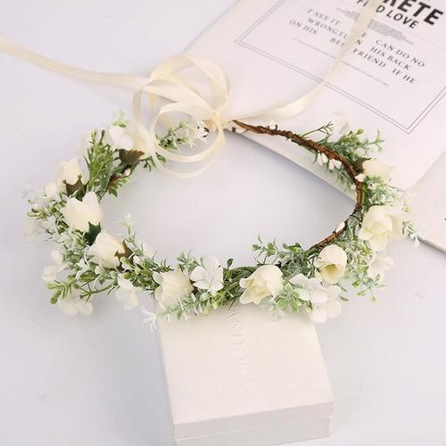 Diadema De Flores Nupciales Ajustable Guirnalda Boho