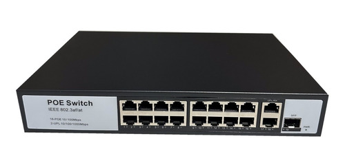 Switch Poe 16 Puertos 48v A 52v + 2 Ethernet 10/100/1000 Jwk
