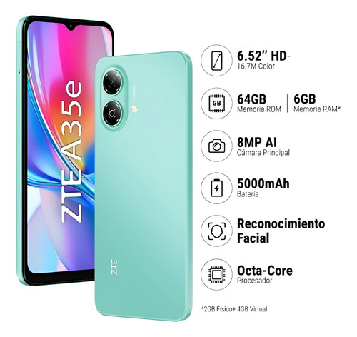Celular Zte Blade A35e 2gb Ram +64gb Verde