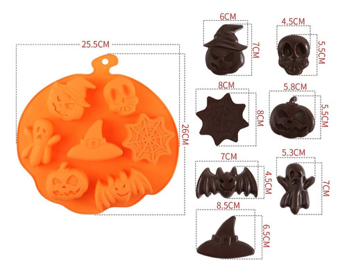 Imagen 2 de 6 de Molde Silicona 7 Figura Grande Halloween Reposteria Belgrano