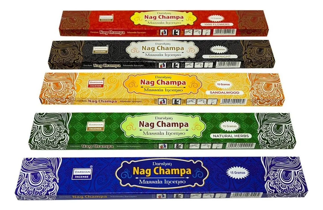Incenso Indiano Massala Nag Champa Kit 5 Caixas 50 Varetas Fragrância Sortido