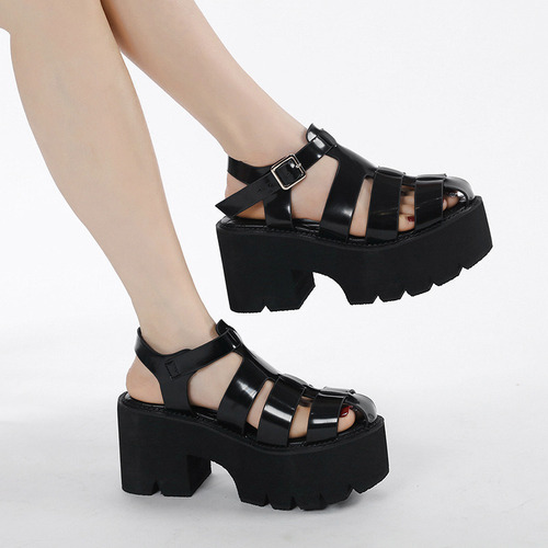 Sandalias De Suela Suave Y Tacón Grueso A La Moda Para Mujer