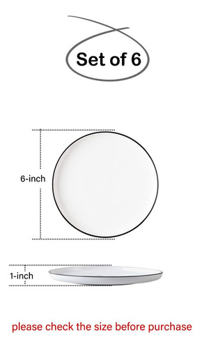 Set Platos 6 Pcs Porcelana Redonda 15.24 Cms Aperitivo