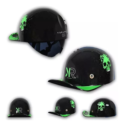 Casco Cachucha Veneno Negro- Verde Brillante