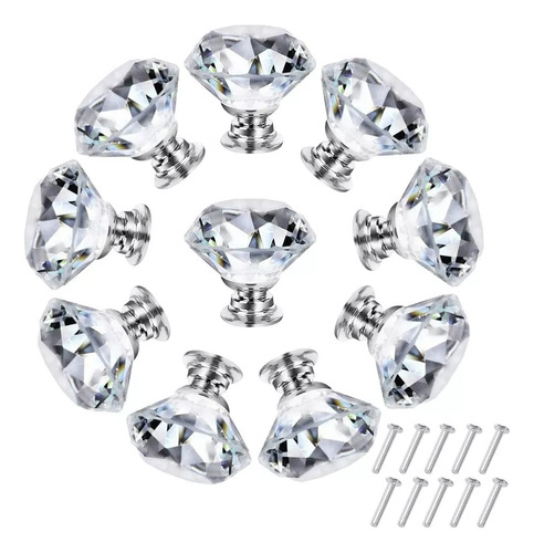 10 Piezas Jaladera De Cristal En Forma De Diamante