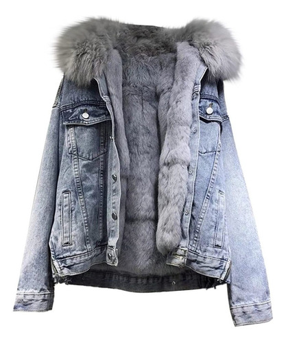 Chaqueta De  Jeans De Forro Polar De Térmica For Mujer