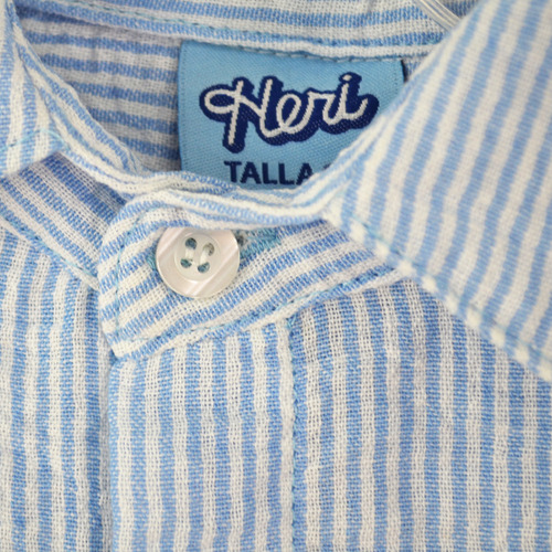 Conjunto De Niño Bebé De Camisa De Lino Y Short Heri 0005 Azul Rey 2 Años