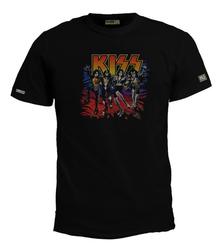 Camiseta Estampada Kiss Rock Metal Textura Vitage Bto