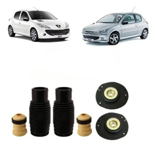 Kit 2 Cazoletas Topes Y Fuelles Peugeot 206-207