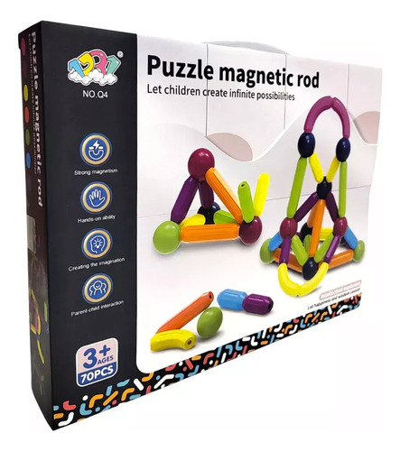 Juego Bloques Para Armar Magneticos Barra Infantil Didactico Cantidad De Piezas 70