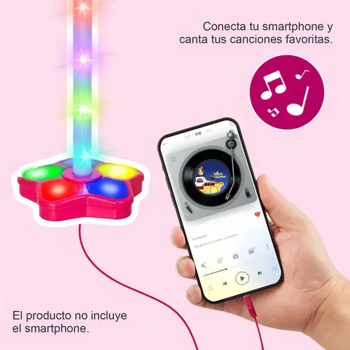 Micrófono Infantil Con Soporte Ajustable Y Luces Intermitentes – Máquina De Karaoke Portátil Para Niños, Compatible Con Dispositivos Externos, Regalo Para Cumpleaños Y Navidad
