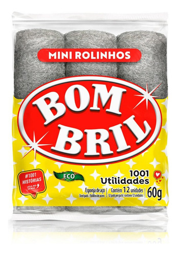 Lã De Aço Bombril Mini Rolinhos 12 Unidades Ecônomico 