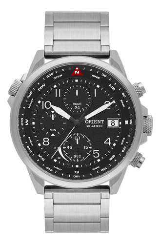 Relógio Orient St Elite Land Mbssc287 P2sx Cronógrafo Aviado Prateado Prateado Preto