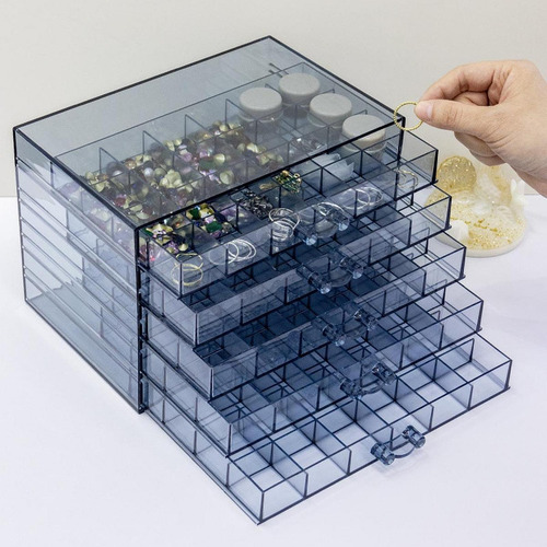 Organizador De Joyería Caja De Almacenamiento De Uñas Azul