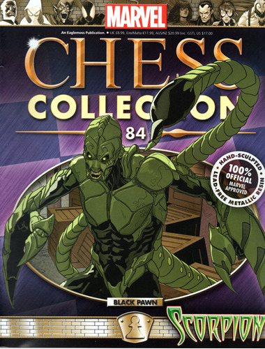 Revista Marvel Chess Collection N° 84 - Scorpion + Miniatura - 16 Páginas Em Inglês - Editora Eaglemoss - Formato 22 X 27,5 - Capa Mole - 2015 - Bonellihq Abr24