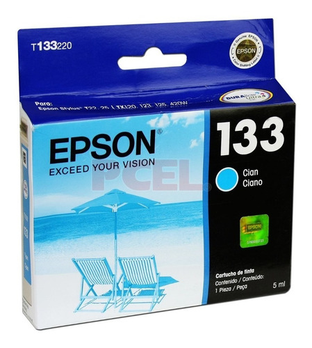 Tinta Epson 133 Cyan Original T22/25/tx120/123/125/133/235w