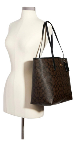 Bolsa Coach Original Dama City Tote Dark Brown Con Botón Marrón Oscuro
