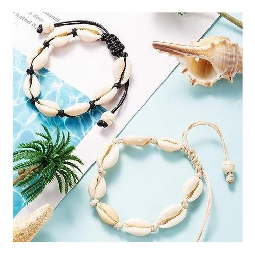 Paquete De 4 Pulseras De Concha Ajustables, Juego De Cuentas