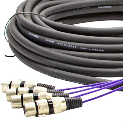 Multicabos Com Conectores Xlr 8 Vias Espaguetado - 8 Metros