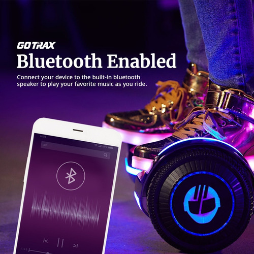 Imagen 3 de 4 de Patineta Hoverboard Gotrax Glide Cromada Negro Bluetooth.