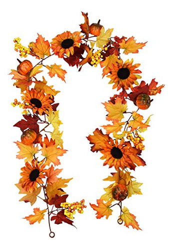 6ft Fall Garland For Mantle Fall Maple Leaf Garland Aut...