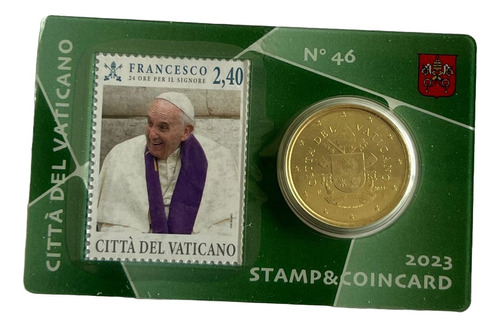 Stamp & Coin Card 2023 50 Eurocents No 46 Cd Del Vaticano