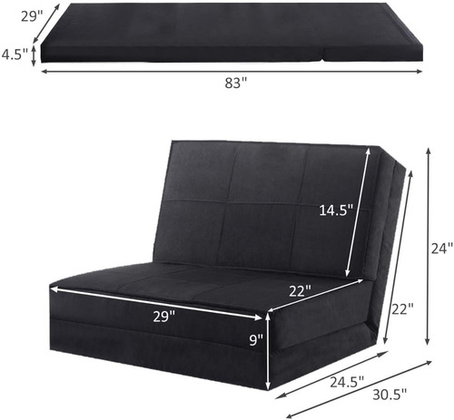 Sofa Cama Plegable Marca Giantex Color Negro