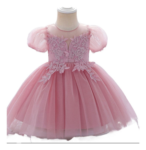 Vestido De Princesa Con Lazo De Manga De Burbuja Para Niños